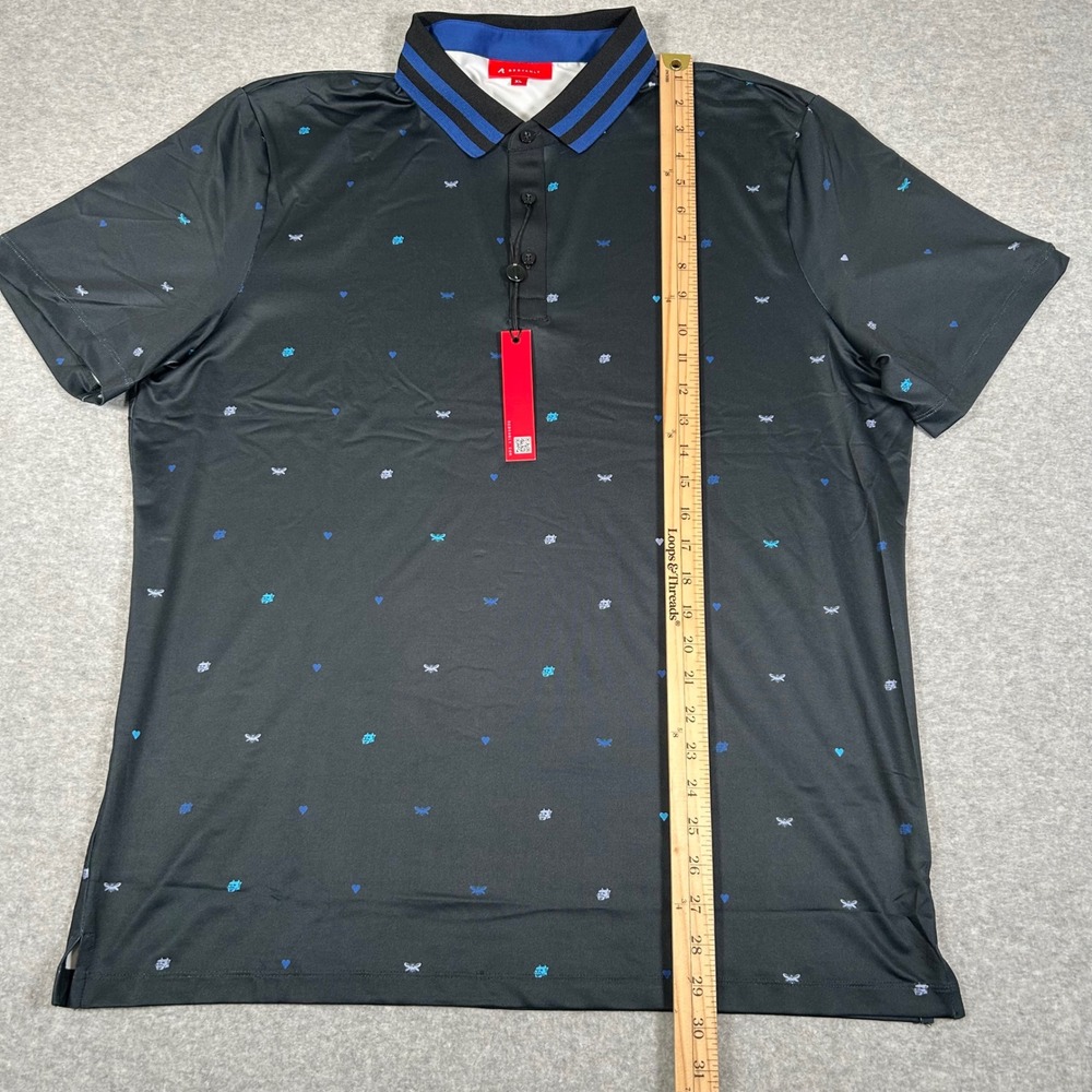 Redvanly Golf‎ Polo Shirt Mens XL Black Langham Striped Collar Performance NEW - Picture 6 of 7
